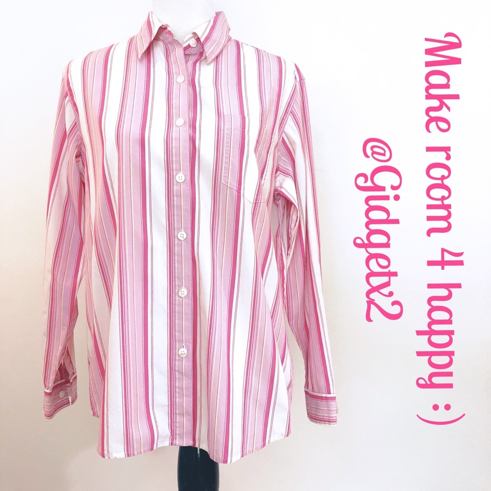Evan-Picone pink striped button down top Size 10
